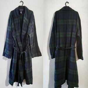 Polo Ralph Lauren Men’s Tartan Plaid Flannel Robe Blue/green Cotton size small